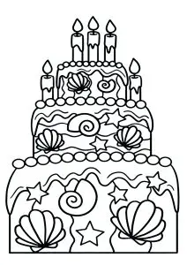 Coloriage D'un Gâteau D'anniversaire Avec Motifs Marins