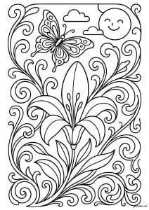 Papillon joyeux dans un jardin fleuri