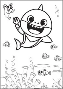 Baby Shark Avec Poissons Et Coraux Des Fonds Marins