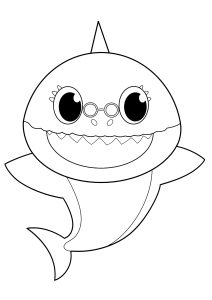 Coloriage enfant baby shark grand mere