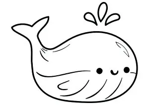Jolie baleine dessinée avec le style kawaii
