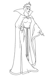 La méchante reine de Blanche Neige dans un simple coloriage