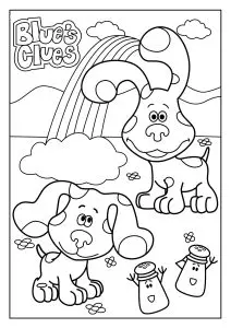 Deux chiens et un joli arc en ciel 