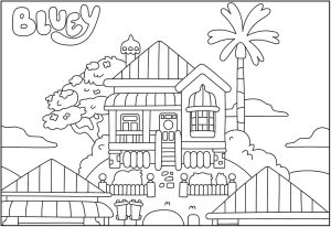 Coloriage de la maison de Bluey