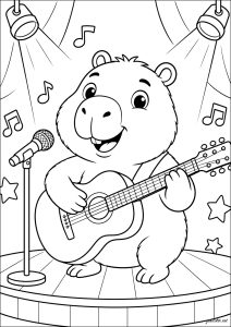Capybara musicien sur scène