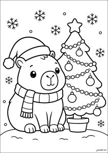 Capybara Noël : Joli sapin ddécoré