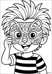Un sourire derrière un masque rigolo de lion