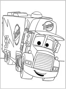 Coloriage issu de cars 2 avec un gros camion