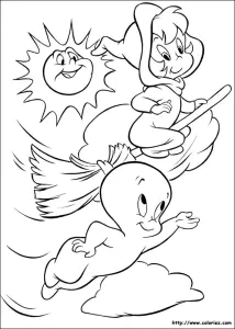 Coloriage De Casper Avec Une Sorcière