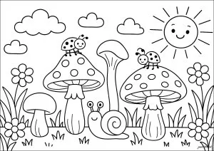 Forêt enchantée aux champignons