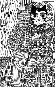 Coloriage chat style klimt