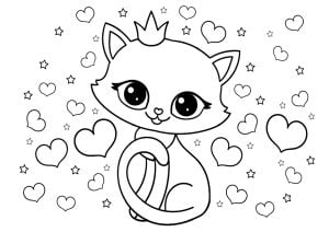 Coloriage enfants chat princesse