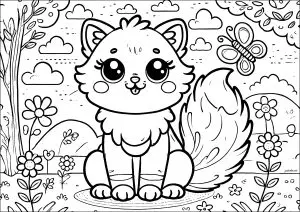 Jolie Chatte Avec Un Papillon