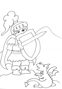 Coloriage de chevaliers et dragons gratuit à colorier