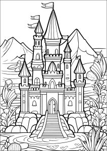 Coloriage enfant chateau magnifique 118