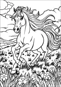 Majestueux Cheval Au Milieu Des Fleurs