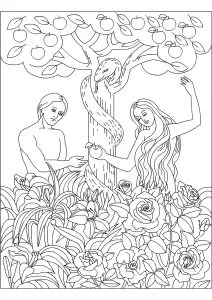 Joli coloriage de adam et eve