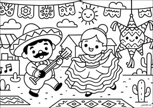 Homme et femme dansent avec un sombrero