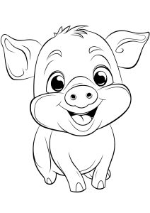 Coloriage enfants joli cochon