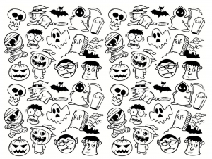 Coloriage halloween doodle complexe