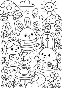 Rencontre joyeuse dans le jardin enchanté