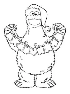 Cookie Monster : coloriage de Noël