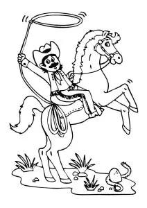 Cowboy Sur Un Cheval Avec Son Lasso