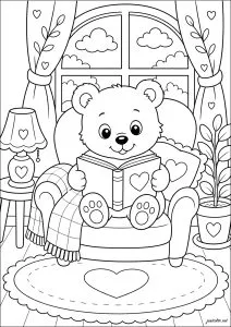 Ourson mignon en pleine lecture