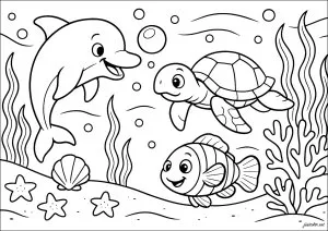 Aventures sous marines avec divers animaux marins
