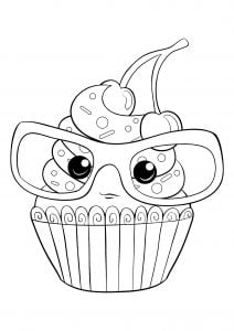 Coloriage enfant cupcake lunettes