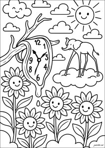 Dessin inspiré du monde de salvador dali