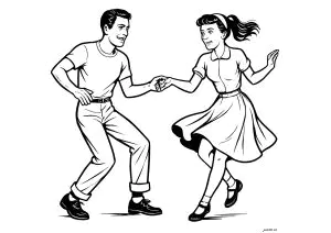Couple dansant le rock 'n roll