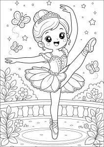 Ballerine gracieuse et papillons