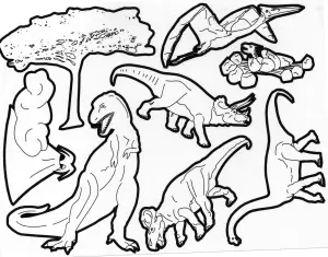 Plusieurs Races De Dinos à Colorier