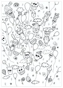 Coloriages de faciles "doodle" à imprimer pour enfants