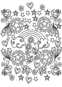Coloriage enfants doodle joie de vivre