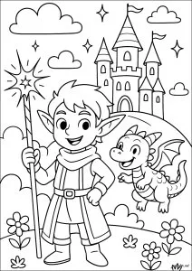 Aventure fantastique avec un dragon et un elfe