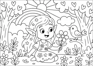 La jeune elfe et la forêt enchantée