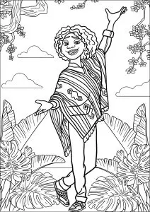 Coloriage d'encanto : mirabel madrigal dans la jungle colombienne