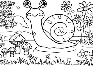 Coloriages de faciles Champignon à imprimer pour enfants