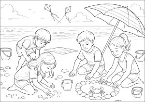 Coloriage enfant ete 128019