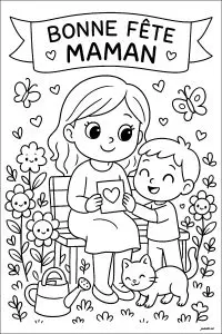 Un beau dessin avec un coeur pour la fête des mères