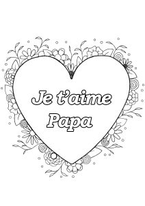 Gros coeur comportant le texte "Je t'aime Papa"