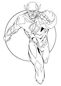 Magnifique coloriage de Flash Gordon, le super-héros le plus rapide