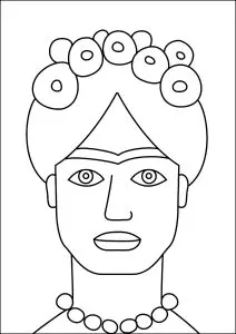 Simple dessin représentant frida kahlo