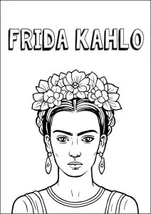 Coloriages de faciles Frida Kahlo à imprimer pour enfants