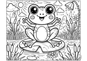 Petite Grenouille Souriante Sur Un Nénuphar