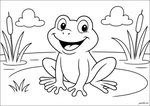Grenouille joyeuse sur un nénuphar