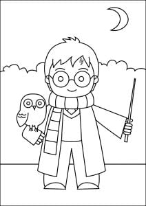 Simple dessin d'Harry Potter à colorier