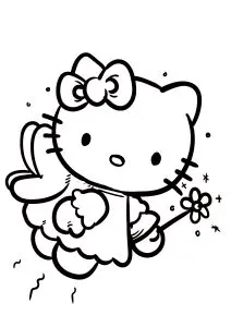 Hello Kitty En Jolie Fée Volant Dans Le Ciel